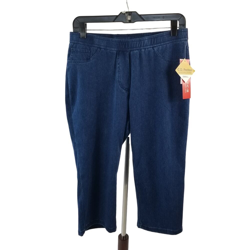 Cathy Daniels Blue Denim Stretchy Pull on Capris Size PS NEW!